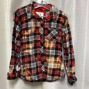 Justice Red and Black Plaid Button Down Shirt